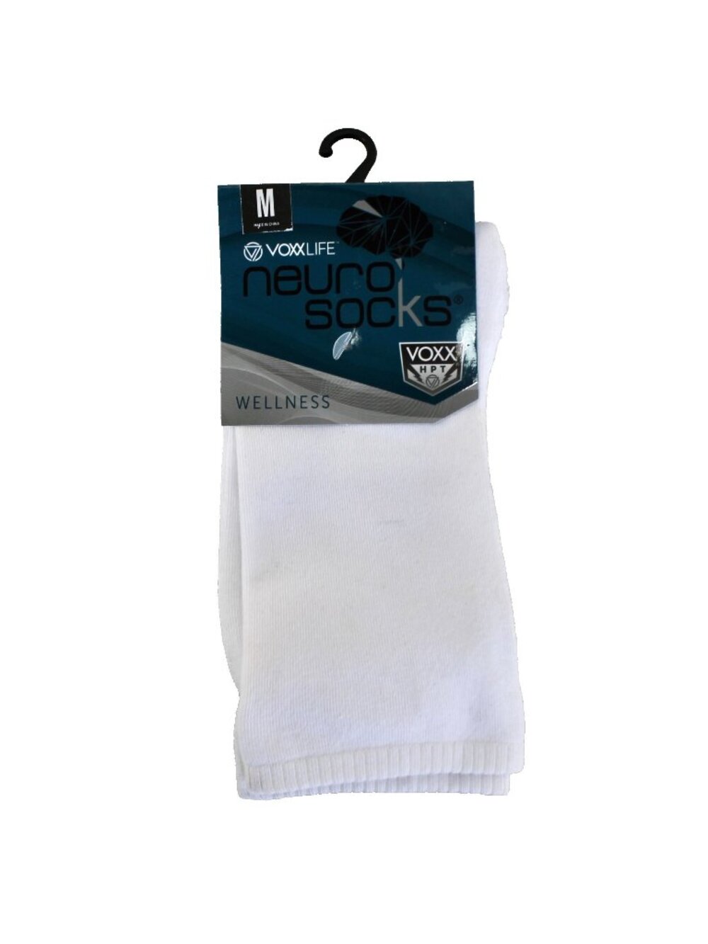 Voxx Life Neuro Wellness Crew Socks Size M Wms 7.5-11 Mens 6-9 White NEW